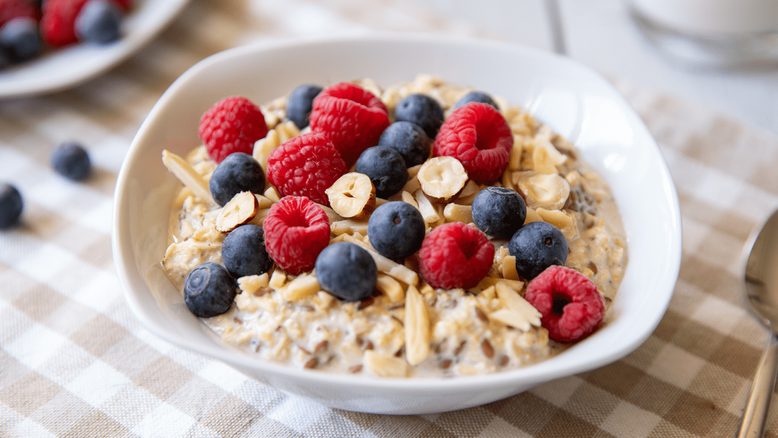 Gesunde Kefir Overnight Oats mit Beeren und Nüssen